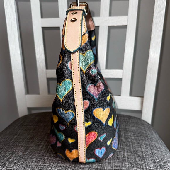 Vintage Dooney & Bourke Y2K Crayon Hearts Satchel Bag rainbow 🌈 zipper - Picture 7 of 15